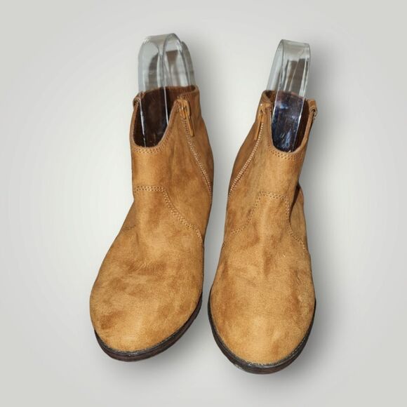 Women’s Western Ankle Boots Size 4 Burnt Ginger Faux-Suede - Picture 4 of 10